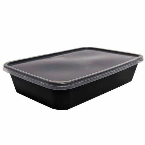 500ml Plastic Biryani Container - Plastic, 500mL, Black | Biodegradable, Eco-Friendly, Heat Resistant, Rectangular