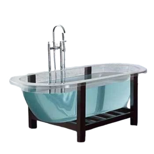 Acrylic Transparent Bath Tub - Marble 1680x770x415 mm, White | Glossy Finish, Lightweight, Fine Finishing