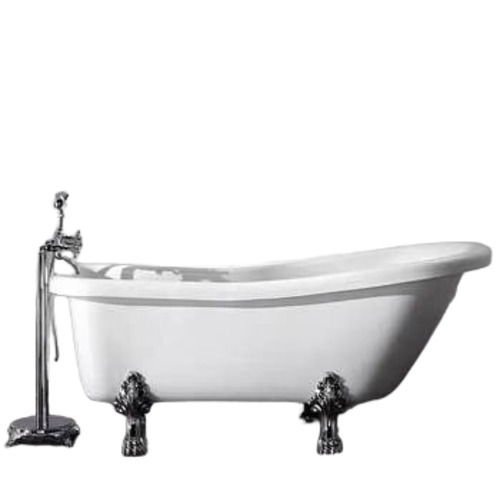 Acrylic White Bath Tub - Ceramic, 1680x770x415 mm, White | Light Weight, Glossy Finish, Rectangular Shape