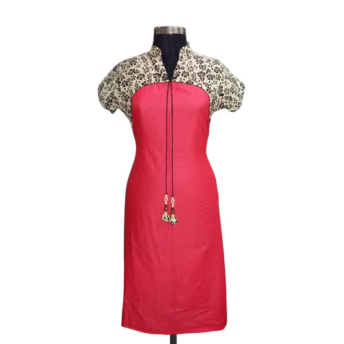 Designer Red Cotton Printed Kurti - Cotton, S to XL, Red | Breathable, Washable, Mega Sleeve, Party Wear