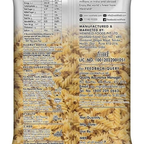 Fusili Pasta - Long Shelf Life, Hygienically Packed | Easy to Digest, Rich in Taste
