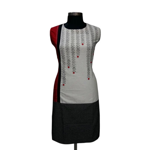 Gray Cotton Block Printed Kurti