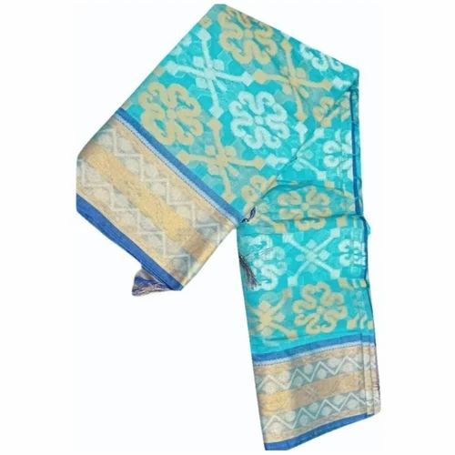 Ladies Blue Banarasi Cotton Saree