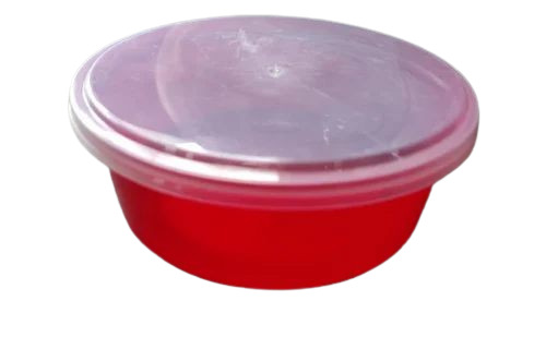 Red Plastic Food Container - Plastic, 5x3 Inches, Red, 450gm Capacity | Eco-Friendly, Folding, Heat Resistant, Water Resistant, Fine Finish