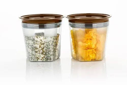Round Plastic Multipurpose Storage Container - ABS Plastic, 900ml, Transparent, Leak Proof, Biodegradable, Heat Resistant