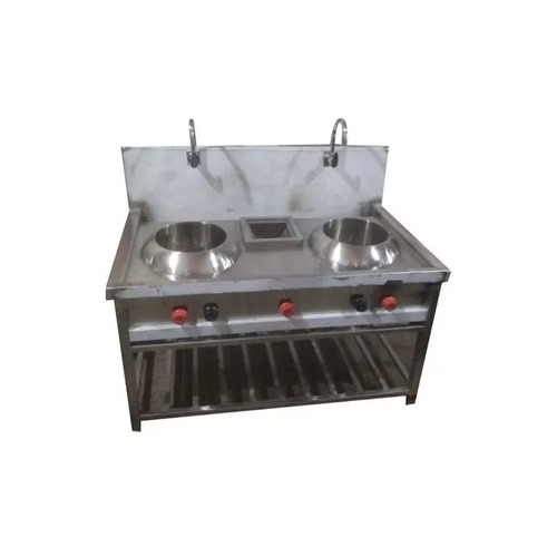 SS 2+1 Chinese Gas Range - Stainless Steel, Silver, 2+1 Burners | Manual Knob Ignition, Rust Free, LPG