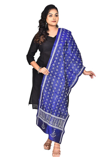 Deep Blue Pure Silk Kantha Stitch Stole
