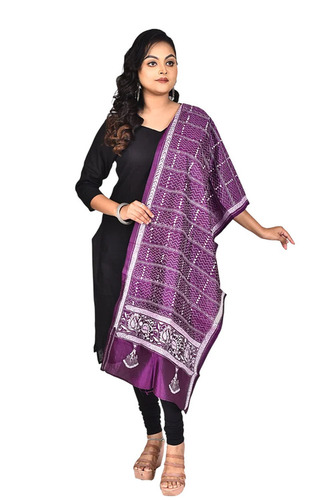 Purple Pure Silk Kantha Stitch Stole