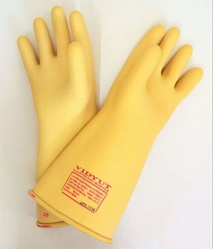 Vidyut Electrical Gloves - Rubber, All Size, Yellow | Stylist, Comfortable, Full Finger Household Gloves