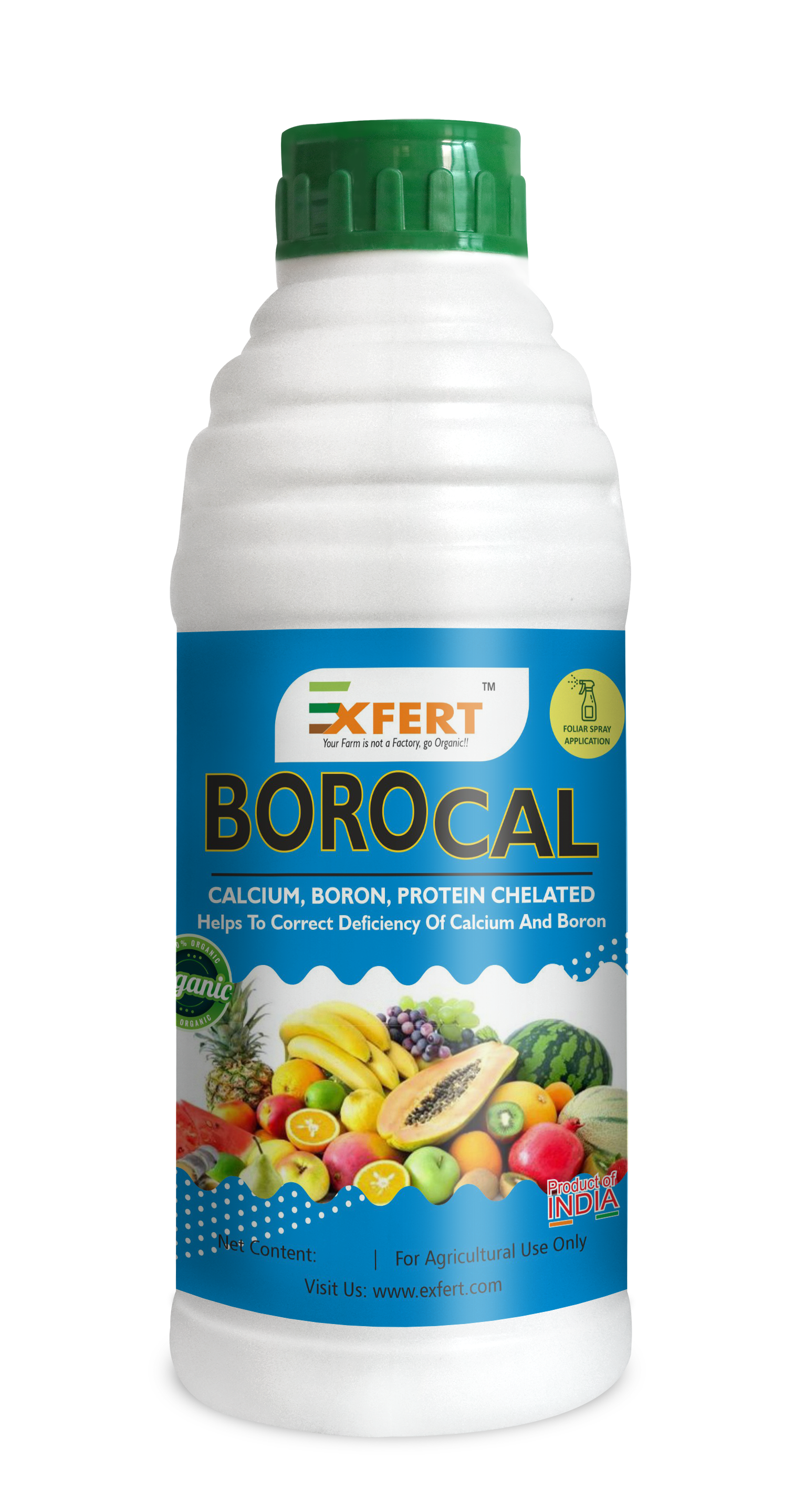 Borocal Organic Plant Growth Promoter - 1 Litre White Liquid | Water-Soluble, Quick Release, Foliar Spray