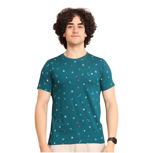Bottlegreen Printed Round Neck Half Sleeve T-Shirt