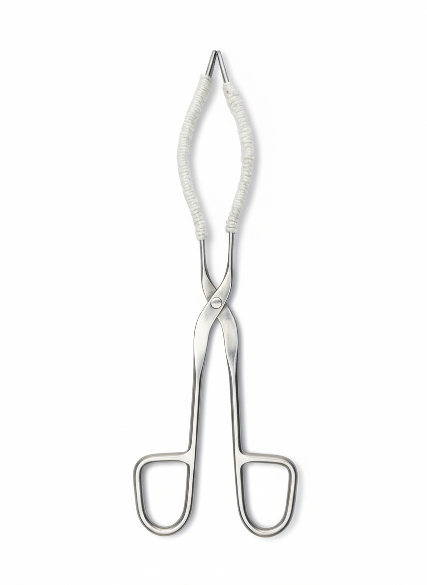 Iron Nickel Plated 250mm Long Wrapped Beaker Tong with Heat-Resistant Yarn
