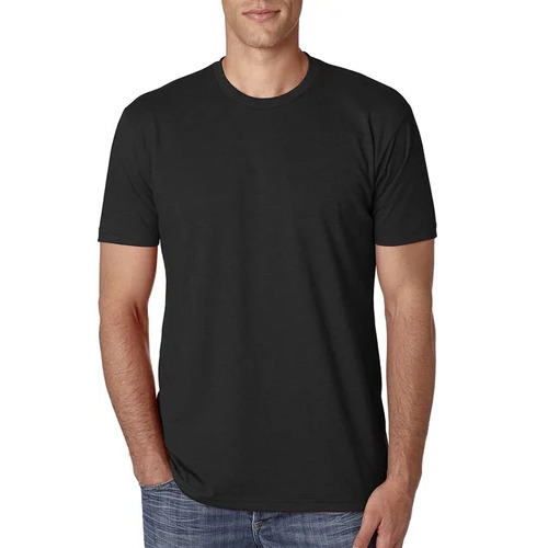 Men Black T Shirts - Polyester Fabric, 120/160 GSM, Black, O-Neck, Short Sleeves, Casual Style