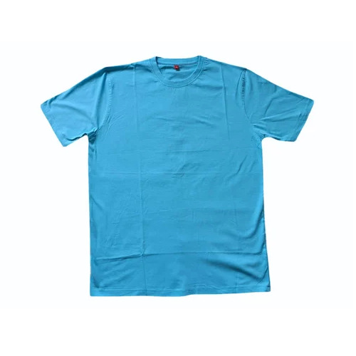 Plain Cotton T Shirt - Cotton, Sky Blue | O-Neck, Short Sleeves, Comfortable, Casual Male
