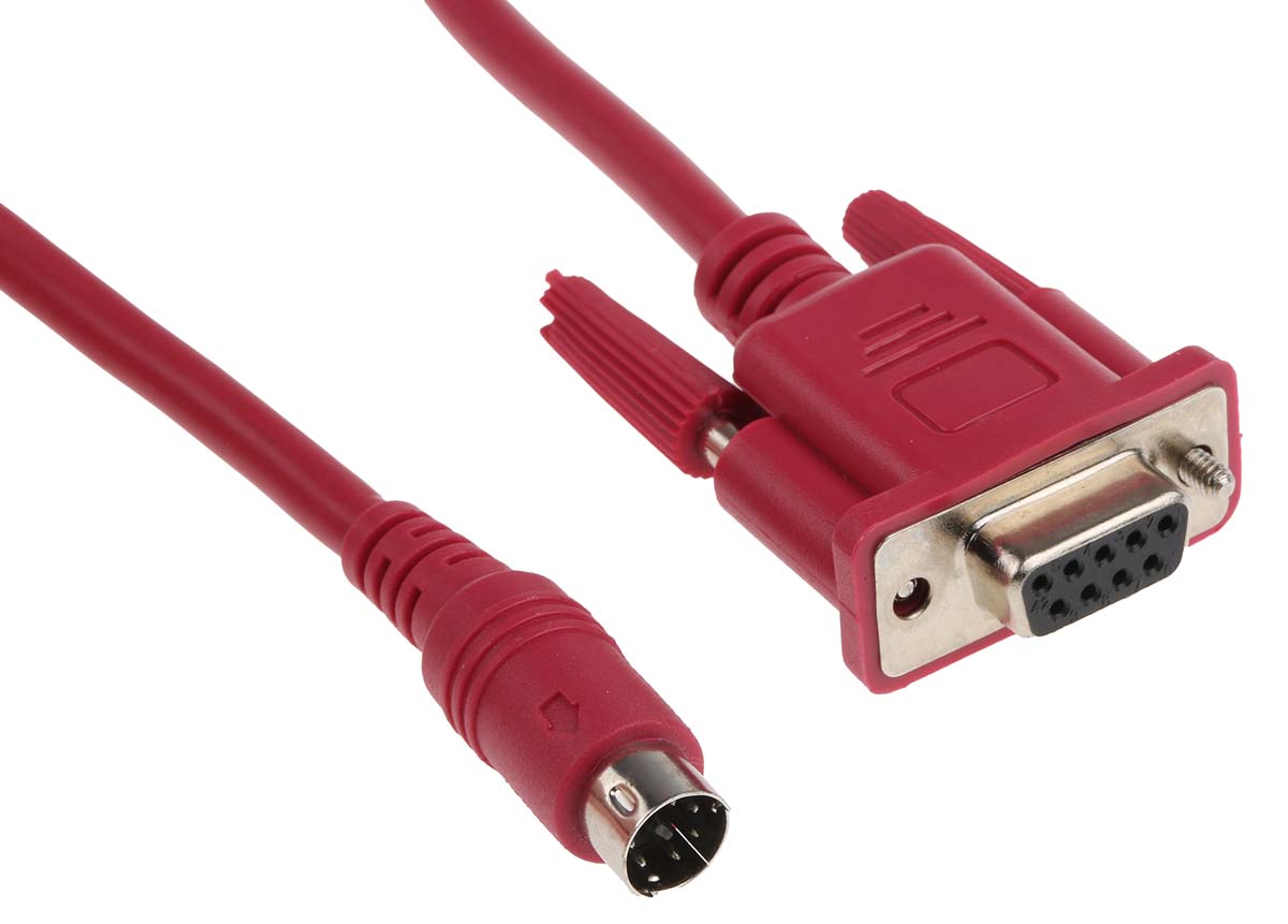 QC30R2 Connection PLC Cable - PVC Red Jacket, RS 232 Serial | Heat Proof, Industrial Use