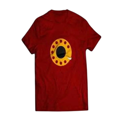 Mens Round Neck Cotton T Shirt - Color: Red
