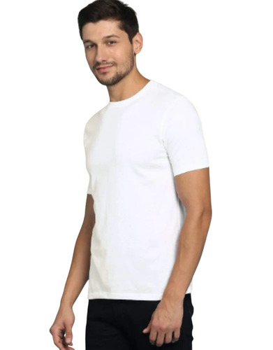 Mens White Round Neck T Shirt - Cotton Fabric, Sizes L to XL, White | O-Neck, Short Sleeves, Casual Style