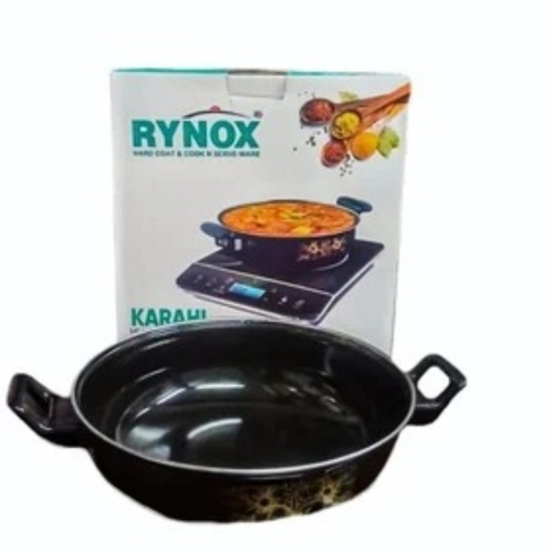 Non Stick Iron Kadai - Stainless Steel, Round, Black | Non-Stick, Heat Resistant, Scratch Proof, Ergonomic Handle