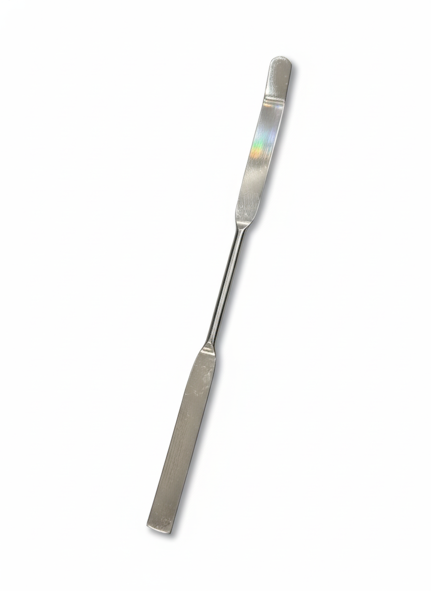 100mm Laboratory Chattaway Spatula - Stainless Steel, Metallic | Dual-Ended, Corrosion Resistant, Polished Finish, Lightweight