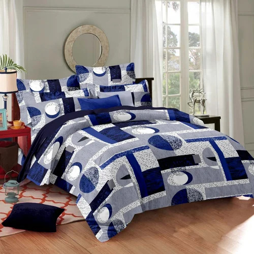 Blue Pure Cotton Double Bedsheet