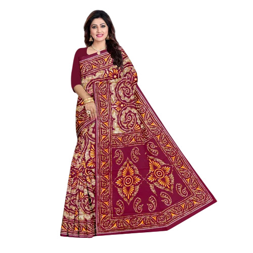 Cotton Batik Printed Saree - Optimum Grade Cotton, Multicolor | Women, Casual, Summer, Bengali Style, Machine Wash