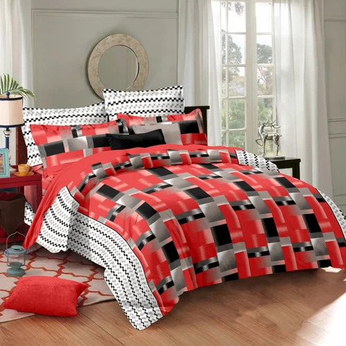 Dark Pink Printed Pure Cotton Double Bedsheet - 100% Cotton, 90x108 Inch, Double Size | Breathable, Washable, Disposable, Modern Design