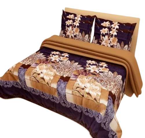 Flower Printed Cotton Double Bed Sheet - Color: Multi Color