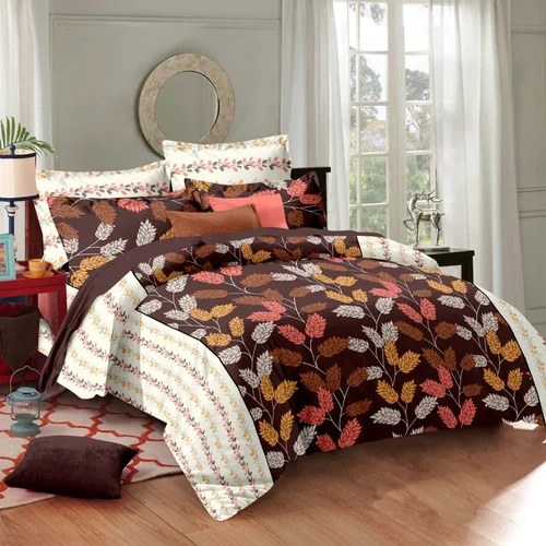 Home Floral Print Pure Cotton Double Bed Sheet - 100% Cotton 90x108 Inch Multicolor | Breathable Washable Disposable