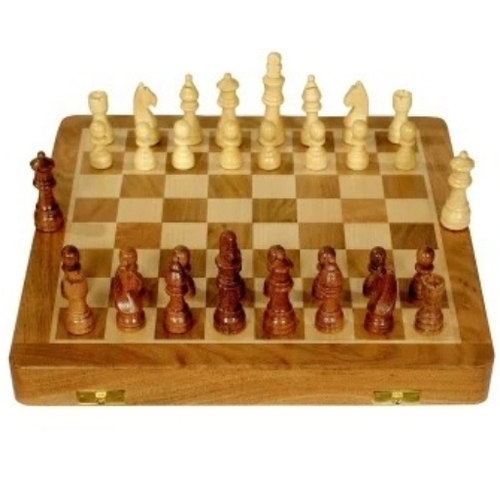 Magnetic & Folding Wooden Chess Set - Wooden, Brown, Travel Friendly | Strong Magnets, Storage Compartment, Smooth Finish