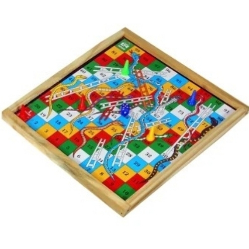 Ronix Wooden Frame Ludo & Chess/Snake Ladder