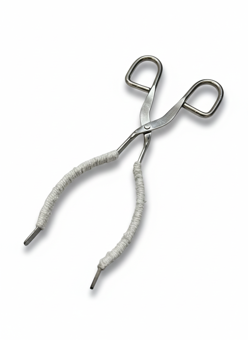 Stainless Steel 250mm Silver Long Wrapped Beaker Tong with Heat-Resistant Yarn, Corrosion and Rust Resistant Secure Grip