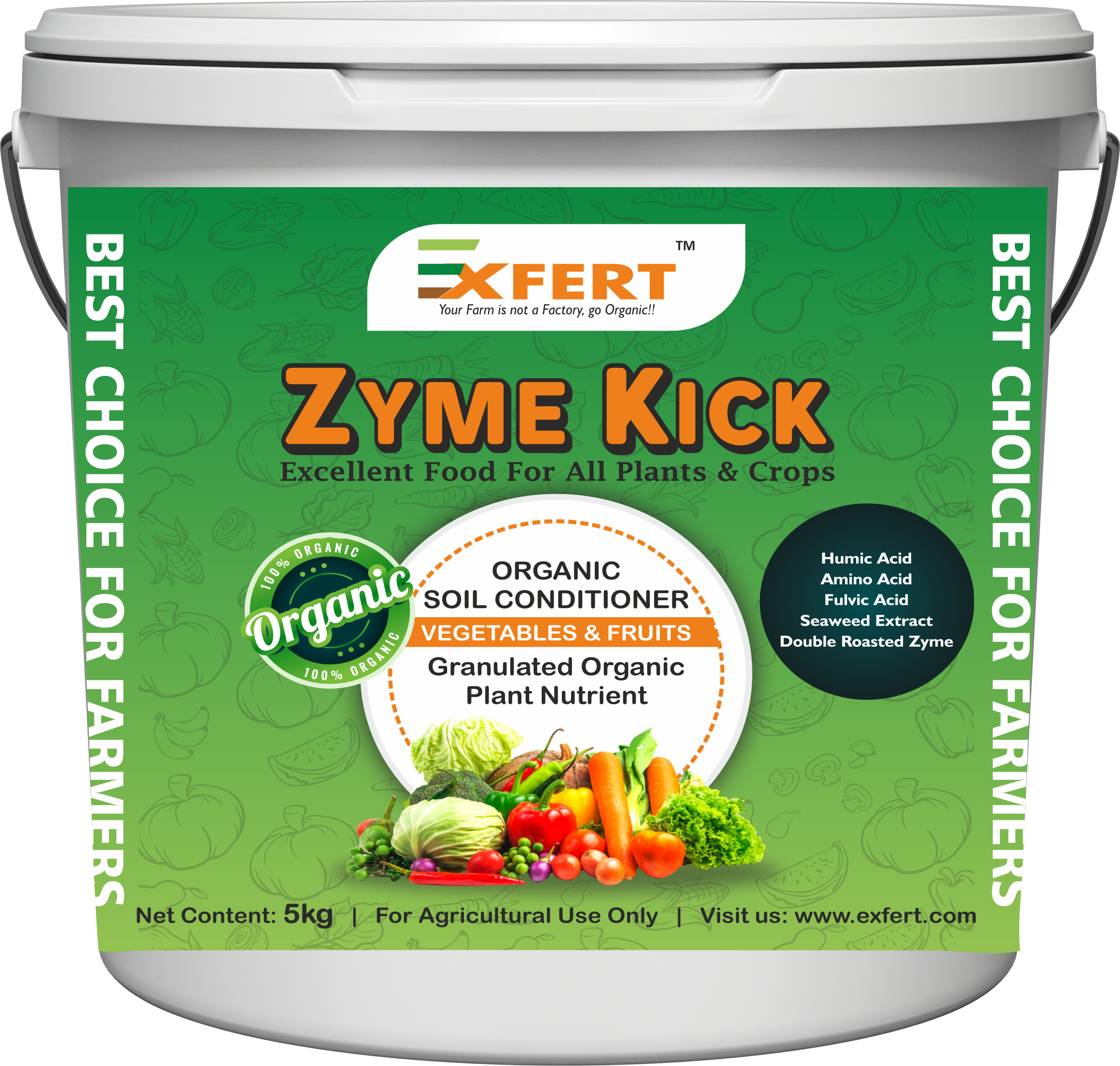 Zyme Kick Organic Fertilizer - Granulated Water Soluble, Organic Soil Conditioner | Humic Acid, Amino Acid, Fulvic Acid, Seaweed Extract