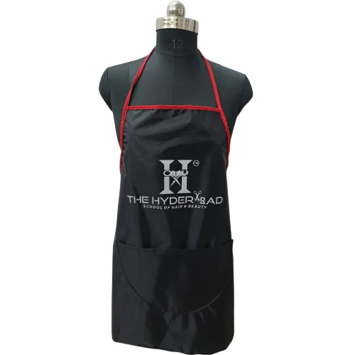 Barber Beautician Self Polyester Apron - Polyester, Large, Black | Machine Washable, Sleeveless, Unisex Salon Uniform