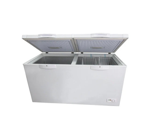 Hard Top Open Deep Freezer - Metal, Medium Size, White and Blue, 400L Capacity, 2 Doors, Automatic Defrost, 220-240V