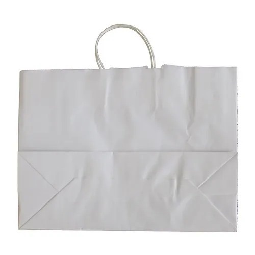 Mill Made White Bag - Tear Resistant Recyclable Paper, Flat Bottom, Creased Surface, Lightweight Durable Design