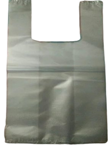 White Plastic Carry Bags - Plastic PVC, 25 Kg, Transparent, Flexiloop Handle | Easy To Carry, Machine Made Plain Pattern