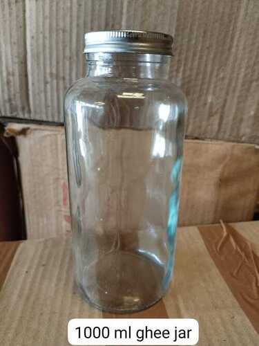 1000 Ml Round Screw Ghee Glass Jar - Color: Transparent