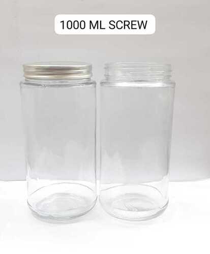 1000 Ml Screw Glass Jar With Golden Cap - Color: Transparent