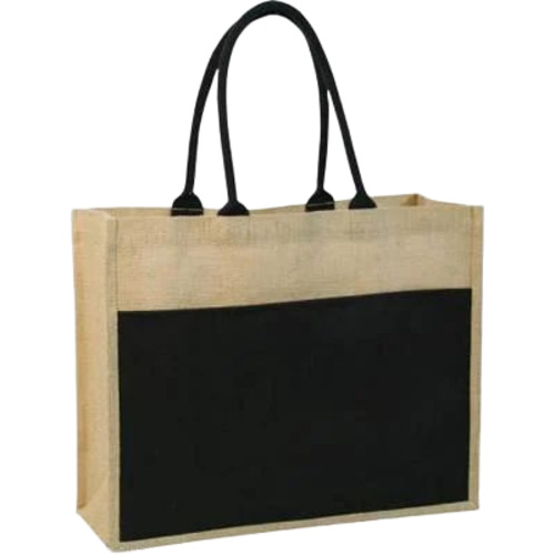 Black Jute Bag - Jute, Standard Size, Black, Plain Pattern | Durable, Fine Finished, Hand Length Handle