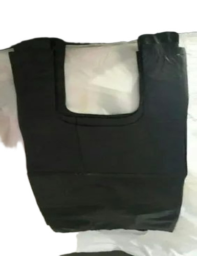 Black Printed Plastic Carry Bag - Plastic PVC, 20 kg, White, Flexiloop Handle | Easy To Carry, Machine Made