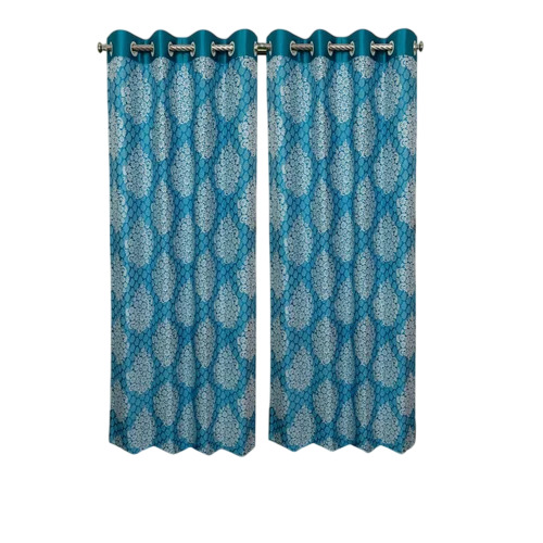 Blue Printed Curtain - Cotton Rectangle, Blue | Modern Design, Easily Assembled, Eco Friendly