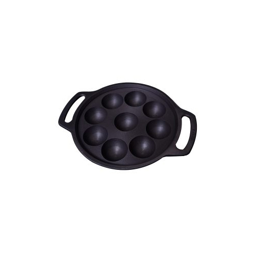 Cast Iron Paniyaram Pan - Cast Iron, Black, Round | Even Heating, Heat Retention, Naturally Nonstick Multi Cavity