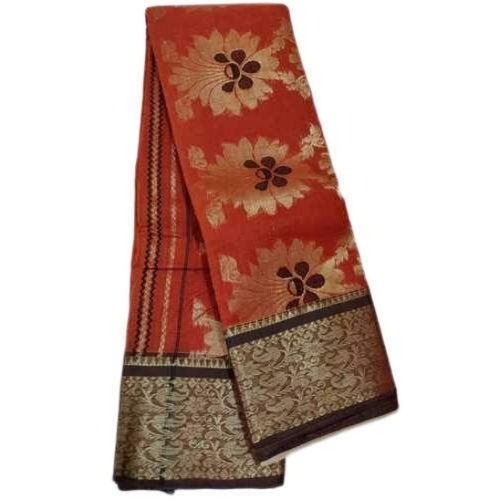 Cotton Tant Saree - Cotton Warm Orange Women | Handwoven Lightweight Intricate Patterns Breathable Durable