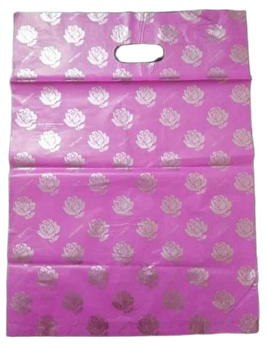 D Cut Plastic Carry Bags - Plastic PVC, 20 kg, Pink, Flexiloop Handle | Easy To Carry, Plain Pattern, Machine Made