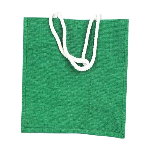 Eco Friendly Jute Bag - Jute, Standard Size, Green, Plain Pattern | Durable, Fine Finished, Hand Length Handle