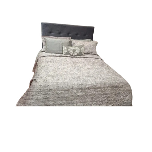 Grey Printed Cotton King Size Bed Sheet