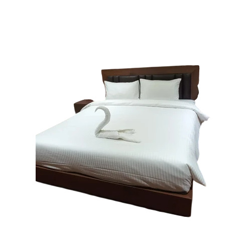 Hotel White King Size Polyester Bedsheet - 100% Polyester, 108x108 Inch, White | Satin Stripes, Cotton Filling, Machine Wash, Anti-Shrink, Easy Care