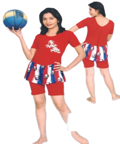 Ladies Red Swimming Costumes - Polyester Fabric, Multicolor, Sizes S-XXL, Long Sleeve | Anti-Wrinkle, Comfortable, Quick Dry, Breathable