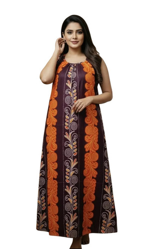 Multicolor Ethnic Printed Cotton Nighty