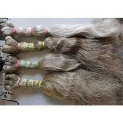Natural Gray Hair - Indian Human Hair, Varying Length, Smooth & Straight Texture, Lace Front Wig, Pre-Bleached, Tangle Free, Soft Feel